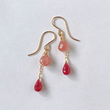 Delicate rhodochrosite and ruby ​​earrings from Peru 