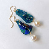 ローマングラスとアコヤパールのピアス