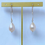 Single large drop freshwater pearl earrings 