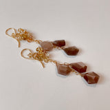 Chocolate moonstone and natural zircon earrings