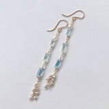 アクアマリンとアコヤケシパールのロングピアス