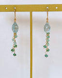 Large aquamarine and emerald earrings