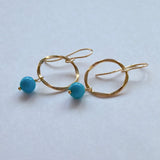 スリーピングビューティーターコイズの丸玉リングピアス