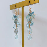 アクアマリンのふさふさピアス