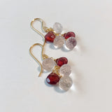 ローズクォーツとロードライトガーネットのピアス