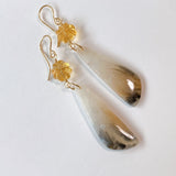 dendrite agate and citrine earrings