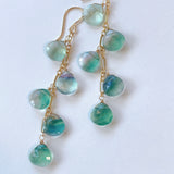 フローライトの五連ロングピアス　グリーン