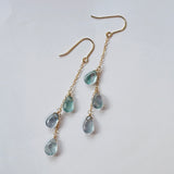 アフガニスタンフローライトのトリプルピアス　グリーン