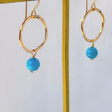 スリーピングビューティーターコイズの丸玉リングピアス