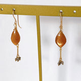 Golden shine moonstone and brown diamond earrings 