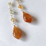 Golden shine moonstone and natural zircon earrings 