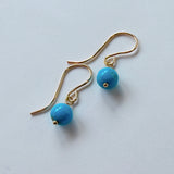 スリーピングビューティーターコイズの一粒丸玉ピアス