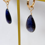 バフトップカットの大粒アイオライトの一石ピアスチャーム