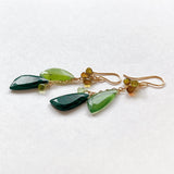 Green earrings with malachite, serpentine and petrol tourmaline