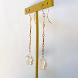 butterfly pearl bar chain earrings 