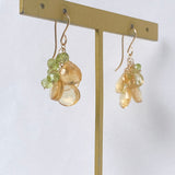 シトリンとペリドットのふさふさピアス