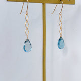 ロンドンブルートパーズのダイヤチェーンのピアス