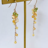 イエローオパールとシトリンとペリドットのミモザピアス