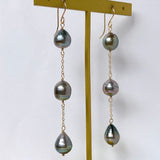 Three long South Sea pearl earrings 