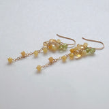 イエローオパールとシトリンとペリドットのミモザピアス