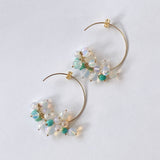 【YN様専用】ラウンドカットオパールとソノランターコイズのフープピアス