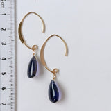 アイオライトの一粒ピアス　マーキスフック