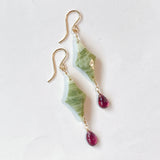 グリーンジャスパーとロードライトガーネットのピアス