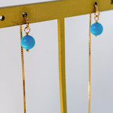 スリーピングビューティーターコイズの丸玉アメリカンピアス