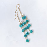 ソノランターコイズとアコヤケシパールのロングピアス