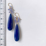 大きなラピスラズリとタンザナイトのブーケピアス