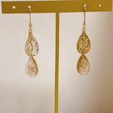 ゴールデンルチルクォーツのダブルピアス