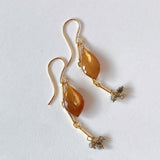 Golden shine moonstone and brown diamond earrings 