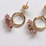 バイカラートルマリンのスタッドリングピアス