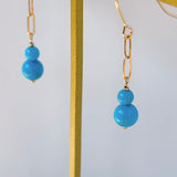 スリーピングビューティーターコイズの丸玉ダブルピアス