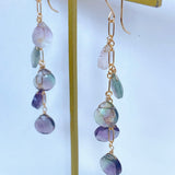 フローライトの五連ロングピアス　パープル