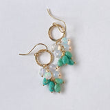 ラウンドカットオパールとソノランターコイズのリングピアス