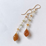 Golden shine moonstone and natural zircon earrings 