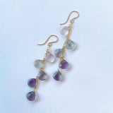 フローライトの五連ロングピアス　パープル