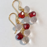 ローズクォーツとロードライトガーネットのピアス