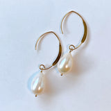 Single large drop freshwater pearl earrings 