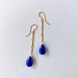 lapis lazuli bar chain earrings