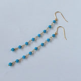 スリーピングビューティーターコイズの丸玉小ステーションロングピアス