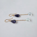 アイオライトとアクアマリンのピアス