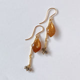 Golden shine moonstone and brown diamond earrings 