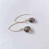 スモーキークォーツの一粒ピアス