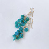 ソノランターコイズとアコヤベビーパールのしゃらしゃらピアス