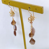 Chocolate moonstone and natural zircon earrings