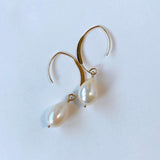 Single large drop freshwater pearl earrings 