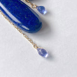 大きなラピスラズリと小さなタンザナイトのドロップピアス