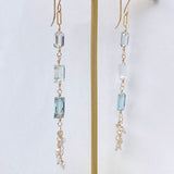 アクアマリンとアコヤケシパールのロングピアス